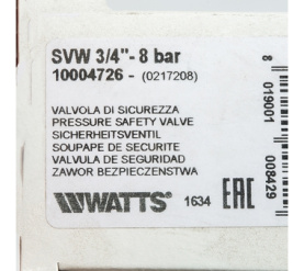 Предохранительный клапан вр 3/4 x 8 бар SVW 8 3/4 Watts 10004726(02.17.208) в Воронеже 6