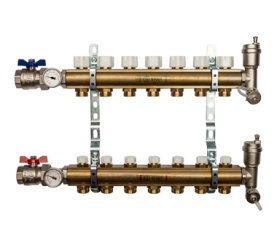 Распределительный коллектор из латуни без расходомеров 7 вых. STOUT SMB 0468 000007 в Воронеже 0