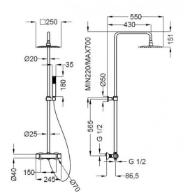 Душевая колонна Cezares MOLVENO-CD-T-01-Cr с девиатором в Воронеже 1