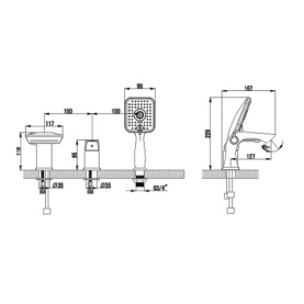 Смеситель для ванны Lemark Unit LM4545C встраиваемый, на 3 отверстия, с аксессуарами, хром в Воронеже 1