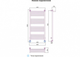 Полотенцесушитель водяной + 1 полка 1200x600 Н.Г.3/4 сталь СУНЕРЖА 00-0103-1260 в Воронеже 2